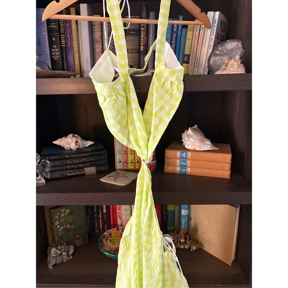 NWT For Love & Lemons Maureen Green & White Gingham Midi Dress Size Small - Picture 5 of 11